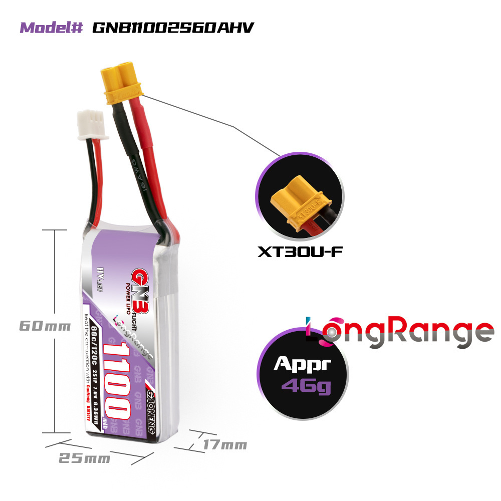 GNB 1100mAh 2S 3S 4S 6S 60C/12 - đánh giá và giá Drone Battery 6S