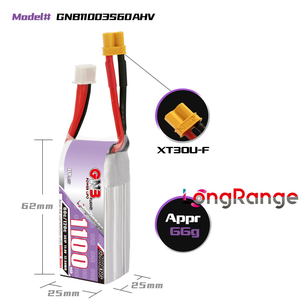 GNB 1100mAh 2S 3S 4S 6S 60C/12 - đánh giá và giá Drone Battery 6S