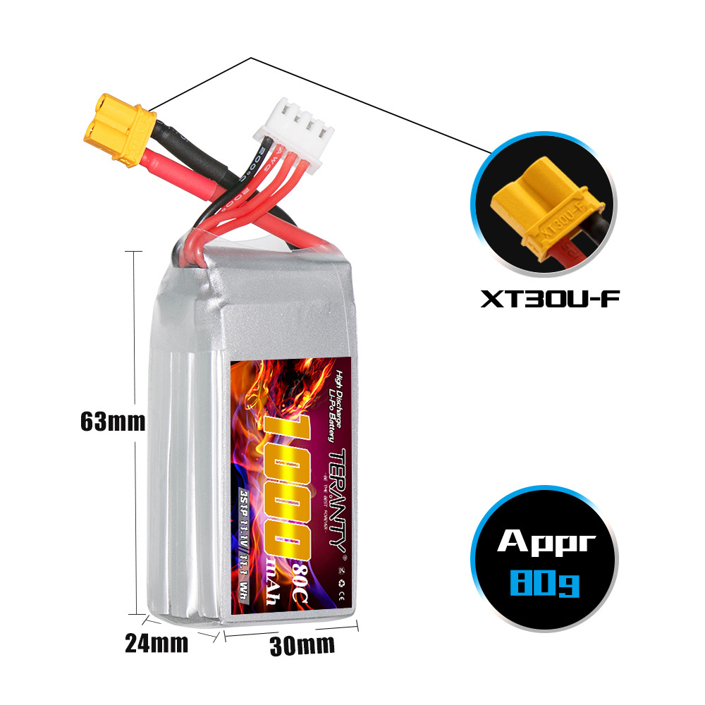 TERANTY 3S 11.1V 80C/160C 1000 - đánh giá và giá Drone Battery 3S