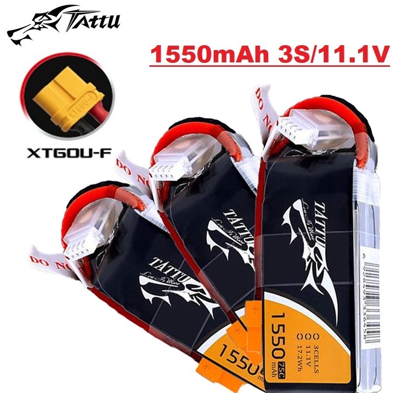 TATTU 3S 11.1V 1550mAh 75C LiP - đánh giá và giá Drone Battery 3S